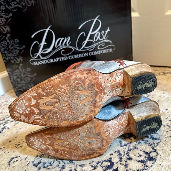 DAN POST LUCIANA ON HOLD GOR BBAB Gray Distressed 9.5M Cowgirl Boot Western - Picture 3 of 13